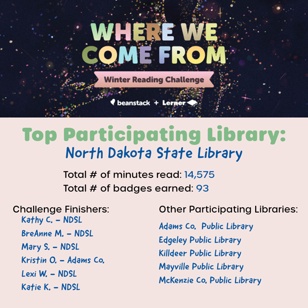 Where We Come From Reading Challenge Top Participating Library