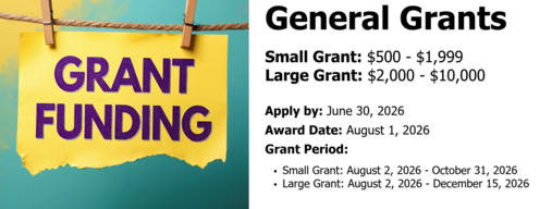 General Grants. Apply by: June 30, 2026. Click to go to https://www.library.nd.gov/grants