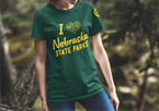 Person wearing a "I heart Nebraska's state parks" T-shirt