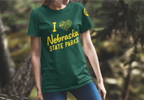 Image of green state park shirt with yellow lettering