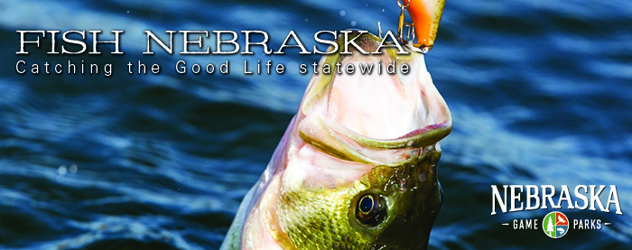 Header showing a fish being caught and the title "Fish Nebraska. Catching the Good Life statewide"