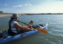 Father and son kayaking at Enders Reservoir