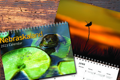 Images from Nebraskaland calendar on wood background