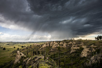 Black Hills Overlook at Chadron State Park with thunderstorm overhead