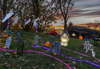 Cabin at Ponca State Park decorated for Halloween