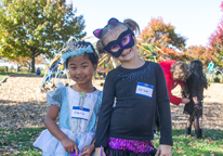 Girls dressed in Halloween costumes