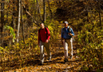 Hikers in the fall at a Nebraska state park