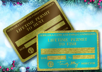 Lifetime permits on wintry background