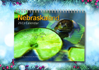 Nebraskaland Calendar on wintry background