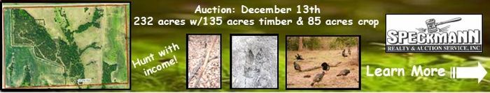 Ad: Speckmann Realty and Auction Service. Auction December 13.