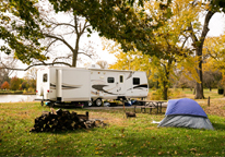 Campers in fall at Louisville State Recreation Area