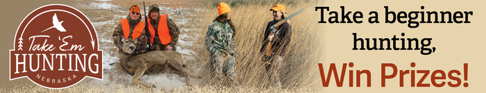 Take 'em Hunting ad: "Take a beginner hunting, win prizes!"