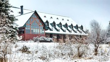 Mahoney lodge covered in snow