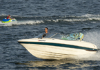 Speedboat in lake