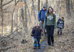 Family hiking at Schramm Park State Recreation Area