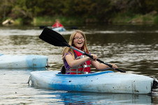 Girl kayaking at the Fort Kearny Outdoor Expo