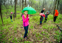 Girl in woods at Indian Cave State Park