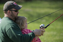 Dad and daughter fishing