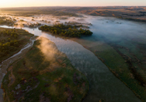 Aerial view of a riverine wetland