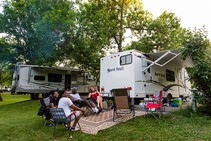 Family at their campsite