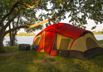 Tent under a tree at a Nebraska state park