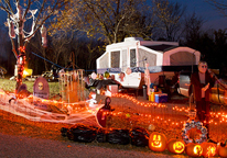 Campsite decorated for Haloween