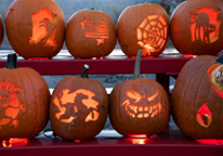 Display of carved pumpkins at a Nebraska state park