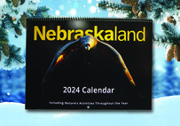 2024 Nebraskaland Calendar cover on wintry background