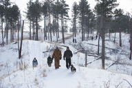 People hiking at Chadron State Park in winter