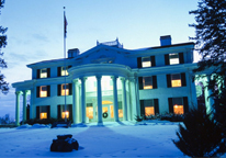 Mansion at Arbor Lodge State Historical Park in winter