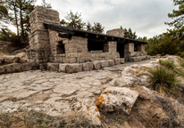 Stone picnic shelter at Wildcat Hills State Recreation Area