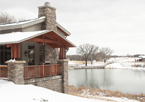 Mini lodge at Ponca State Park in winter