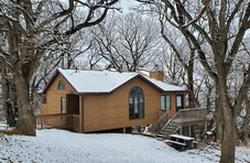 Two-bedroom cabin at Mahoney State Park in winter