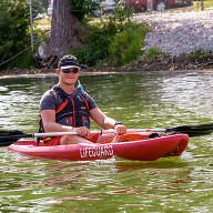Lifeguard in a kayak