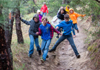 Kids playing while hiking a trail at a Nebraska state park