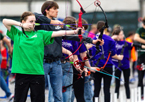 Student archers shooting in the 2024 NASP tournament