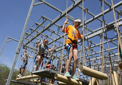 Kids on ropes course at Fort Kearny Expo