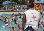 Lifeguard watching a pool