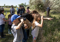 People look for birds at a Nebraska state park