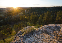 Sunrise looking over the buttes at Chadron State Park