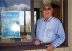 Park worker at the entrance to a park