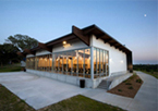 Crete Carrier Riverview Lodge at Mahoney State Park at dusk