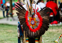 A dancer's regalia at a powwow in Nebraska