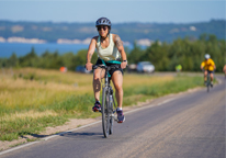 Woman biking in the Crofton's Dam Race