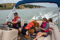 Boating photo with lifejackets