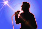 Illustration of a retro singer with microphone