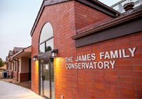 Exterior of Mahoney State Park's new conservatory with greenhouse