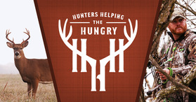 Hunters Helping the Hungry logo with a deer and hunter image