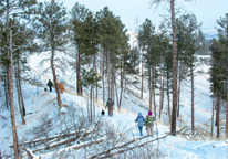 People hiking in winter in western Nebraska