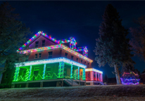 Holidays lights at one of Fort Robinson State Park’s historical buildings.